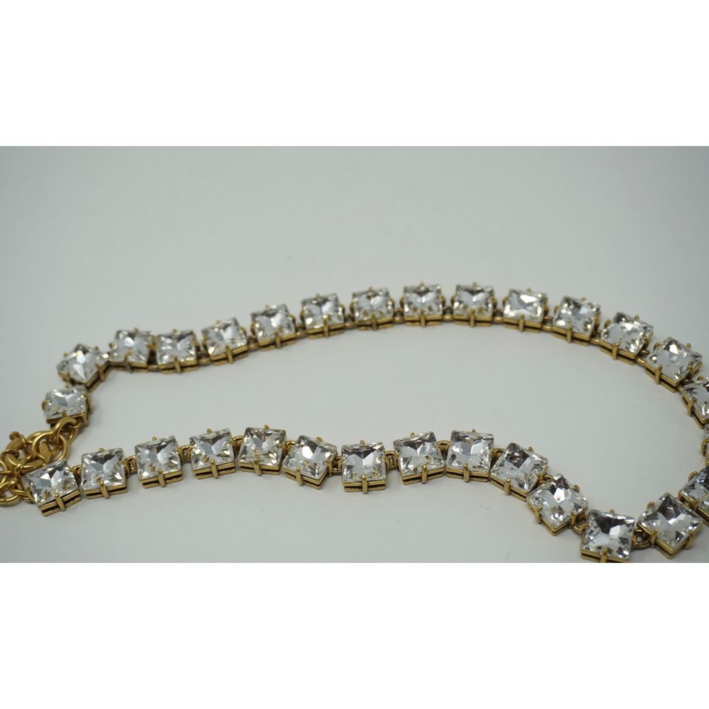 J. Crew Square-shaped Crystal Necklace set in Satin Gold Tone with Extender